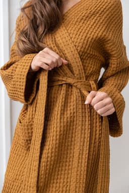 image-Amber linen waffle robe