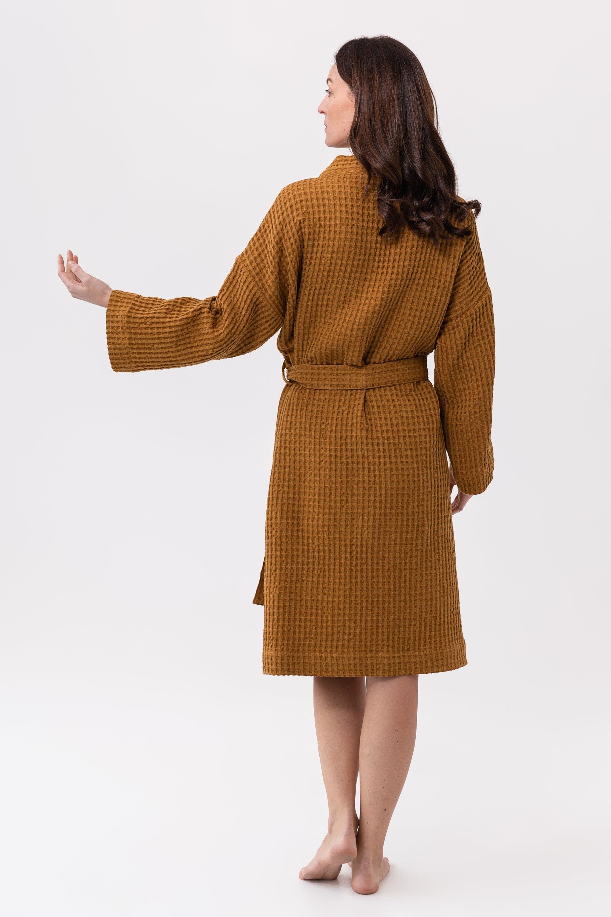image-Amber linen waffle robe