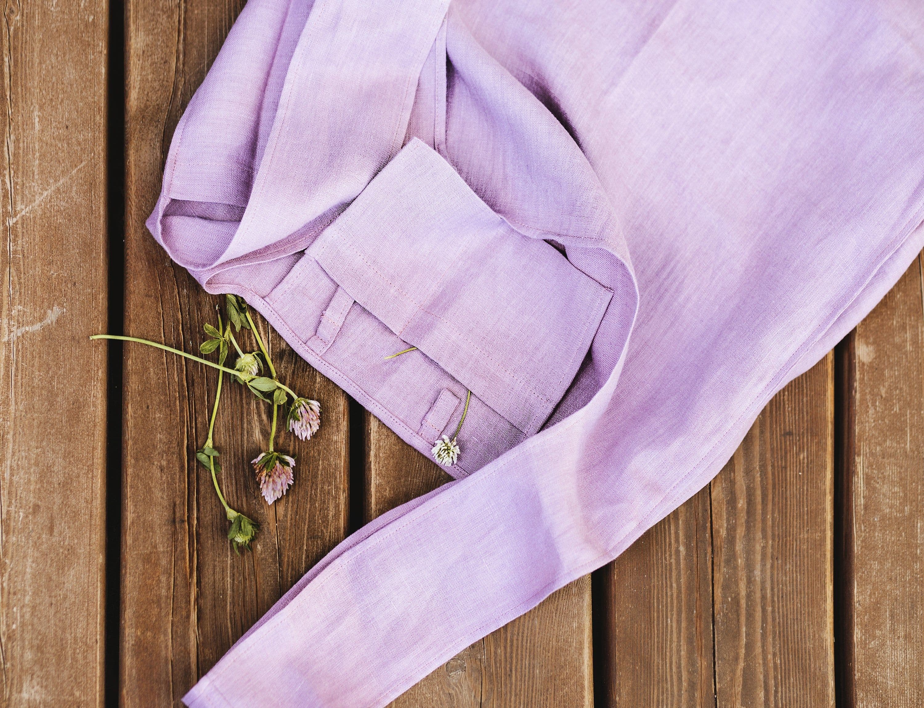 image-Deep Rose linen tote bag with inside pocket