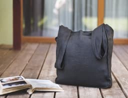 image-Deep Rose linen tote bag with inside pocket