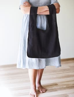 image-Deep Rose linen tote bag with inside pocket