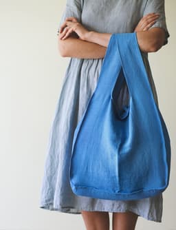 image-Deep Rose linen tote bag with inside pocket