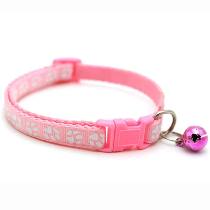 image-Pet Chacha Paw Print Bell Collar, Mixed Color, PP Material, Universal Fit