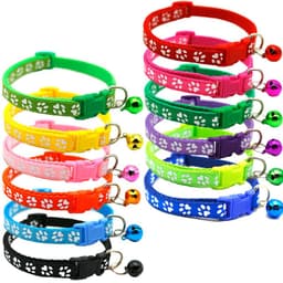 image-Pet Chacha Paw Print Bell Collar, Mixed Color, PP Material, Universal Fit