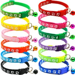 image-Pet Chacha Paw Print Bell Collar, Mixed Color, PP Material, Universal Fit