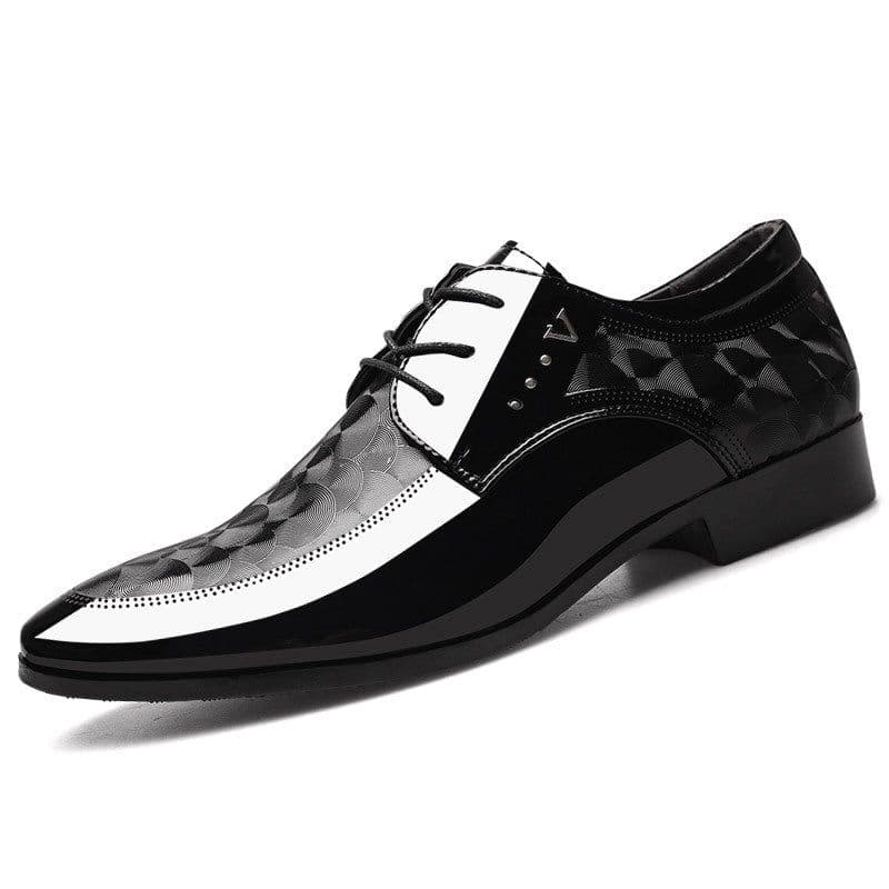 image-Spring new bright leather shoes men's business formal shoes large size men's shoes all-match wedding shoes one drop
