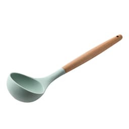 image-Storage bucket fresh green wooden handle silicone kitchen utensils set of 11 non-stick spatula kitchen set eleven sets