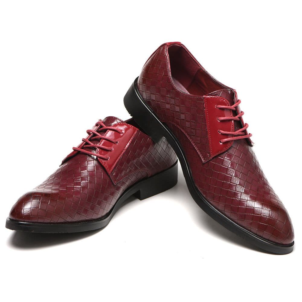 image-Men's Black Leather Shoes Size 48 Low Cut