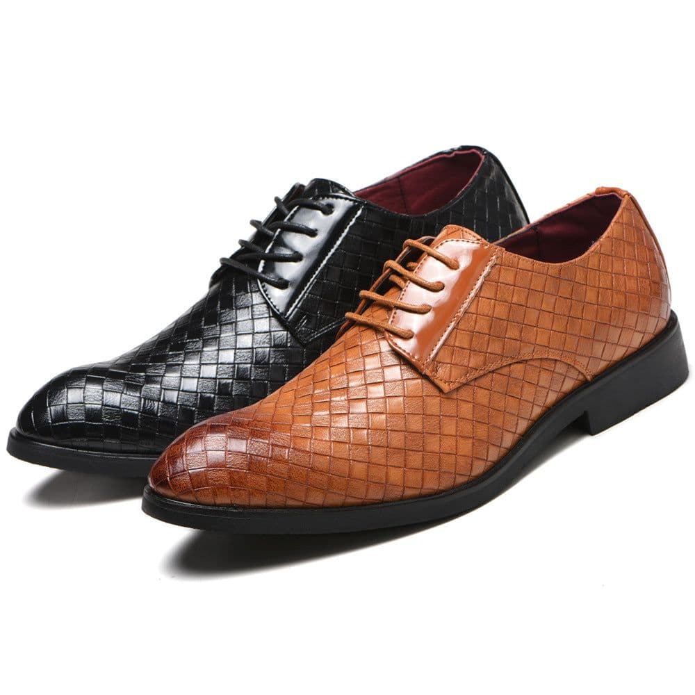 image-Men's Black Leather Shoes Size 48 Low Cut