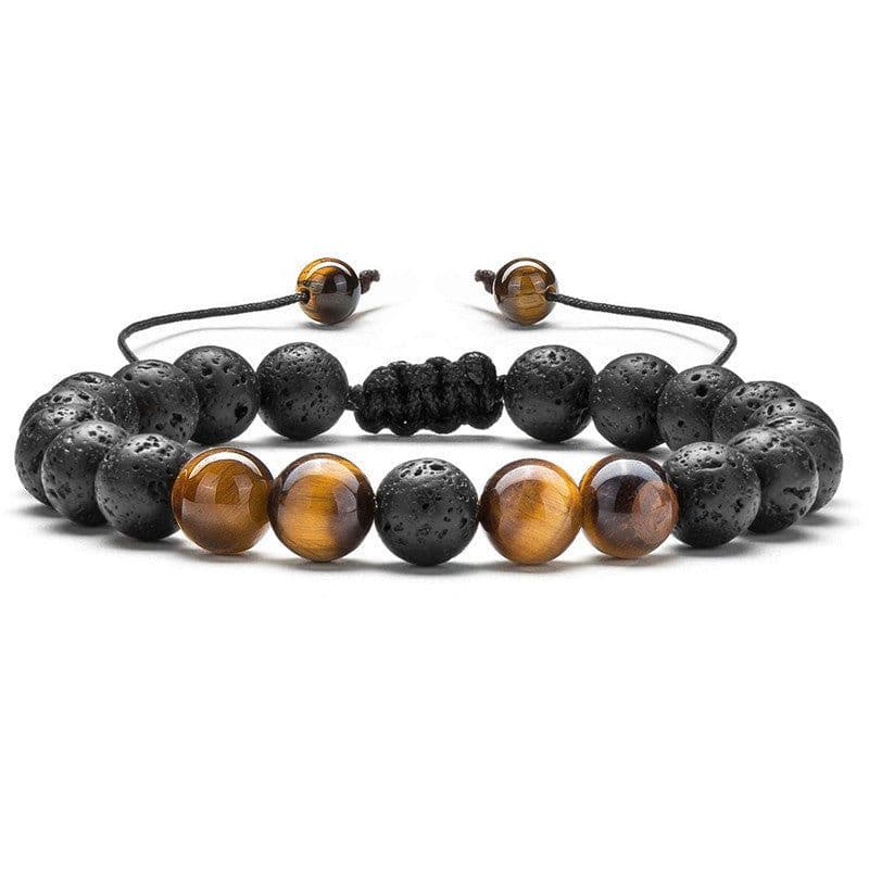 image-Tiger Eye Couple Bracelets Matte Black Agate Beads Bracelet