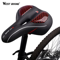 image-Bicycle taillight cushion big fat head saddle mountain bike saddle saddle hollow seat silicone thickened soft and comfortable