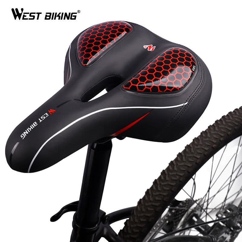 image-Bicycle taillight cushion big fat head saddle mountain bike saddle saddle hollow seat silicone thickened soft and comfortable