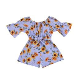 image-ins new rose flower print girls' jumpsuit baby clothes bowknot romper climbing jumpsuit jumpsuit