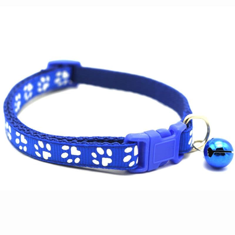 image-Pet Chacha Paw Print Bell Collar, Mixed Color, PP Material, Universal Fit