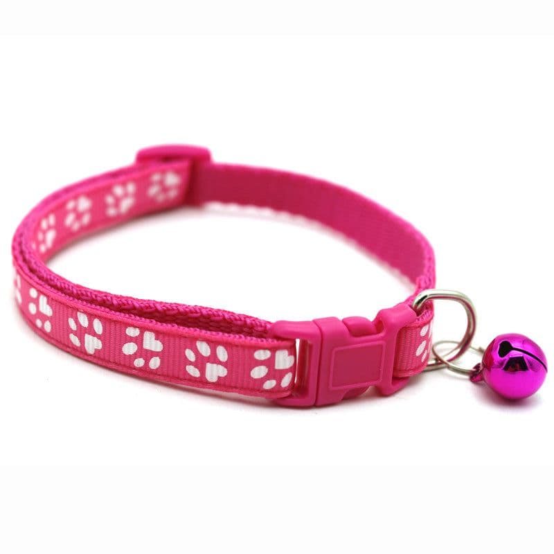 image-Pet Chacha Paw Print Bell Collar, Mixed Color, PP Material, Universal Fit