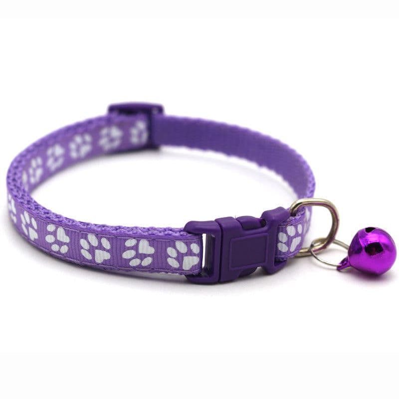 image-Pet Chacha Paw Print Bell Collar, Mixed Color, PP Material, Universal Fit