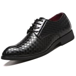 image-Men's Black Leather Shoes Size 48 Low Cut