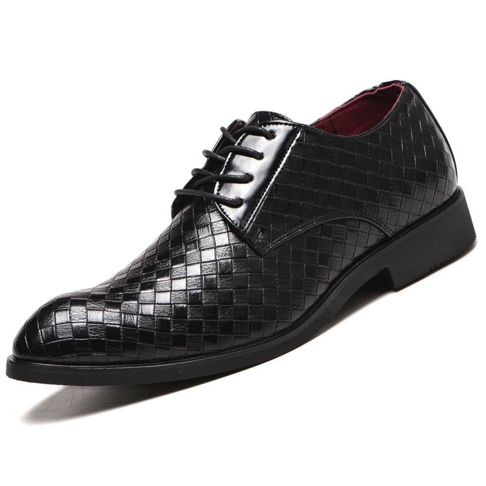 image-Men's Black Leather Shoes Size 48 Low Cut