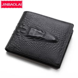 image-Jinbaolai Crocodile Head Men's Genuine Leather Wallet