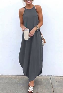 image-Leaves Green Round Neck Polyester Dress 5XL