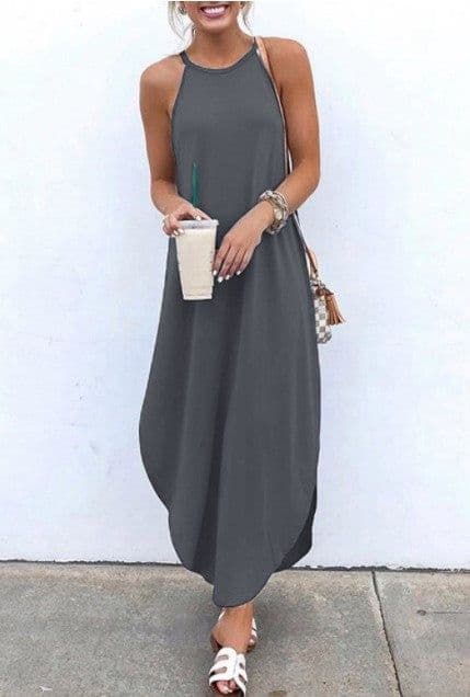 image-Leaves Green Round Neck Polyester Dress 5XL