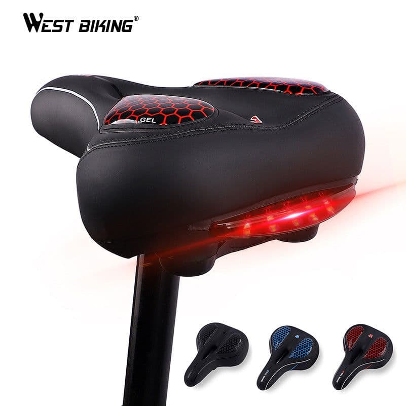 image-Bicycle taillight cushion big fat head saddle mountain bike saddle saddle hollow seat silicone thickened soft and comfortable