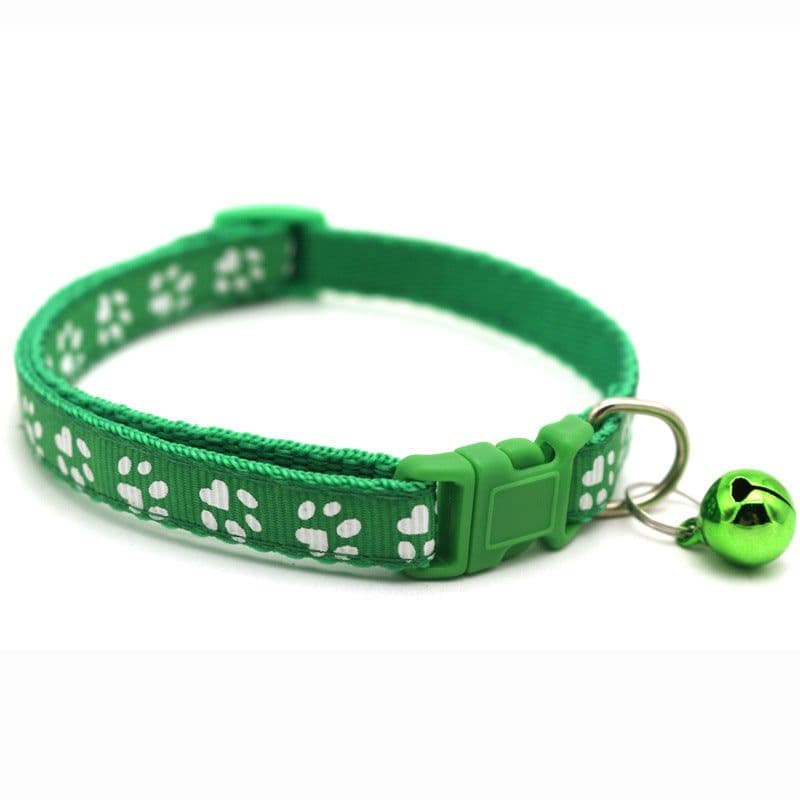image-Pet Chacha Paw Print Bell Collar, Mixed Color, PP Material, Universal Fit
