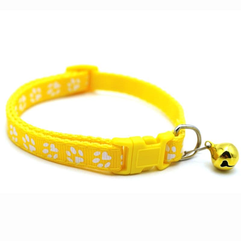 image-Pet Chacha Paw Print Bell Collar, Mixed Color, PP Material, Universal Fit