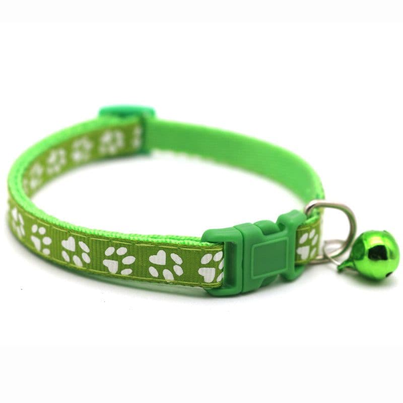 image-Pet Chacha Paw Print Bell Collar, Mixed Color, PP Material, Universal Fit