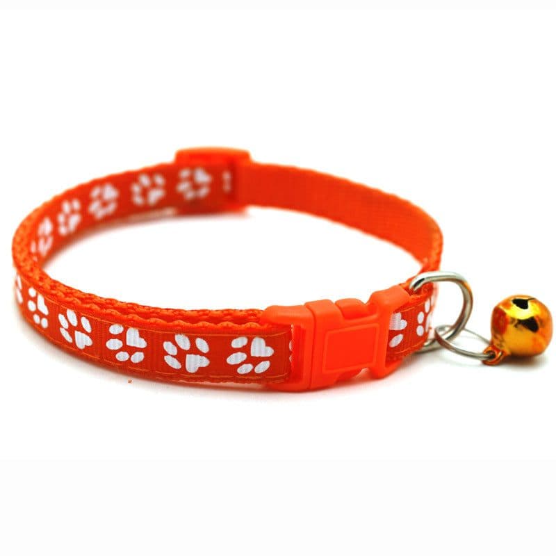 image-Pet Chacha Paw Print Bell Collar, Mixed Color, PP Material, Universal Fit
