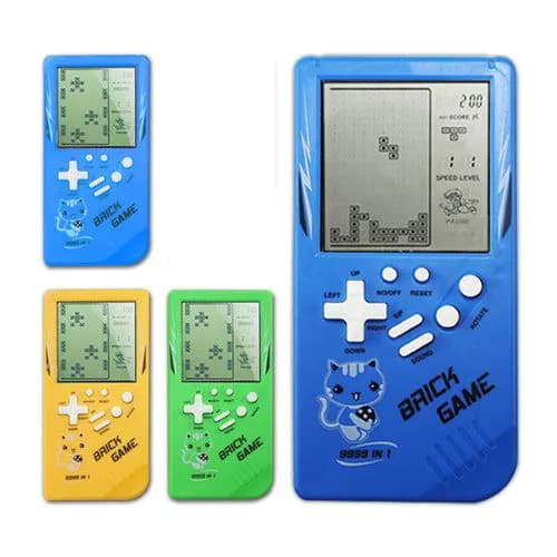 image-Retro Childhood Tetris Handheld Game Player Yellow