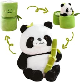 image-Panda Plush Soft Toy with Bamboo