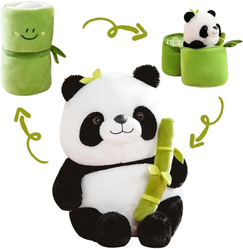 image-Panda Plush Soft Toy with Bamboo