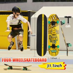 image-Kids Professional Double Kick Maple Kids Skateboards for Beginners