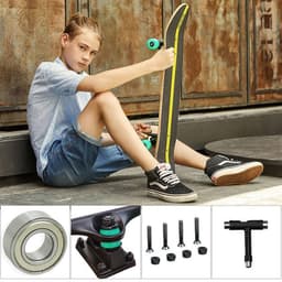 image-Kids Professional Double Kick Maple Kids Skateboards for Beginners