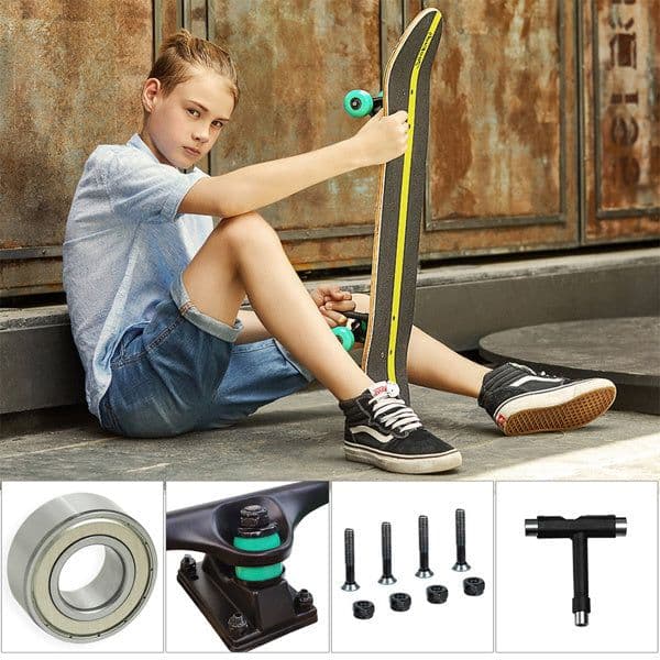 image-Kids Professional Double Kick Maple Kids Skateboards for Beginners