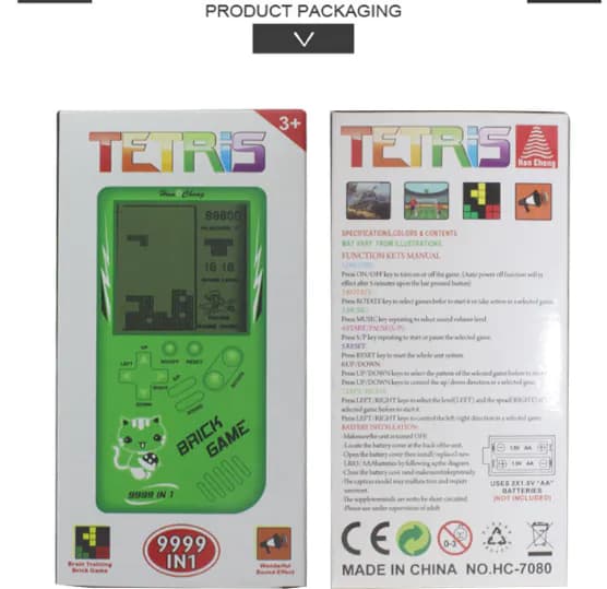 image-Retro Childhood Tetris Handheld Game Player Green