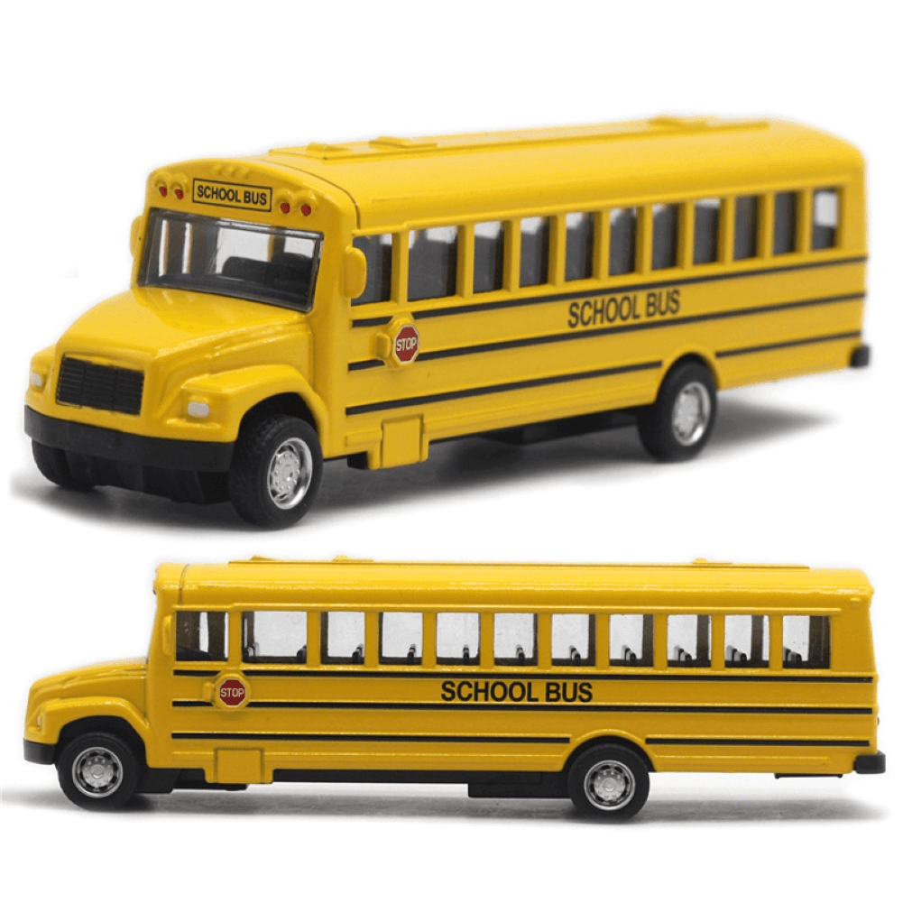 image-Alloy Inertial School Bus Model Car Model For Gifts Kids Boy Toys