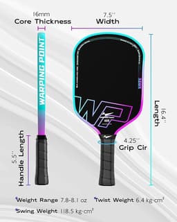 image-Neon Pickleball Paddle 16mm Core in blue, purple, violet Warping Point