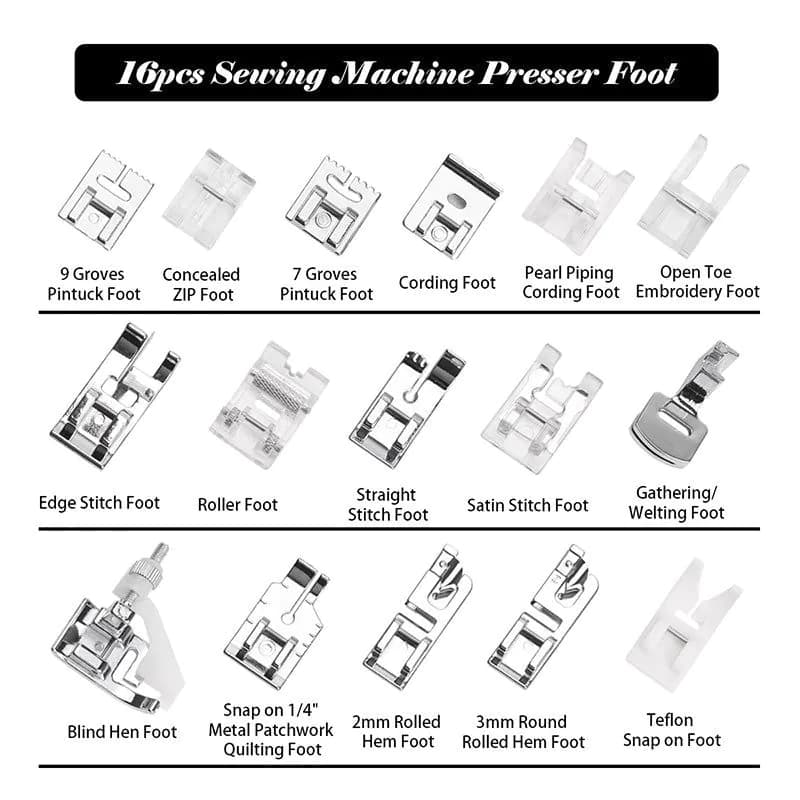 image-16pcs Sewing Machine Presser Foot Set Accessories