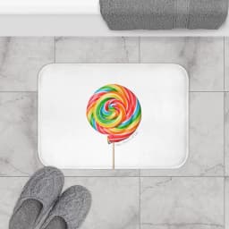 image-Lollipop Sweetness of Life in White Message Bath Mat