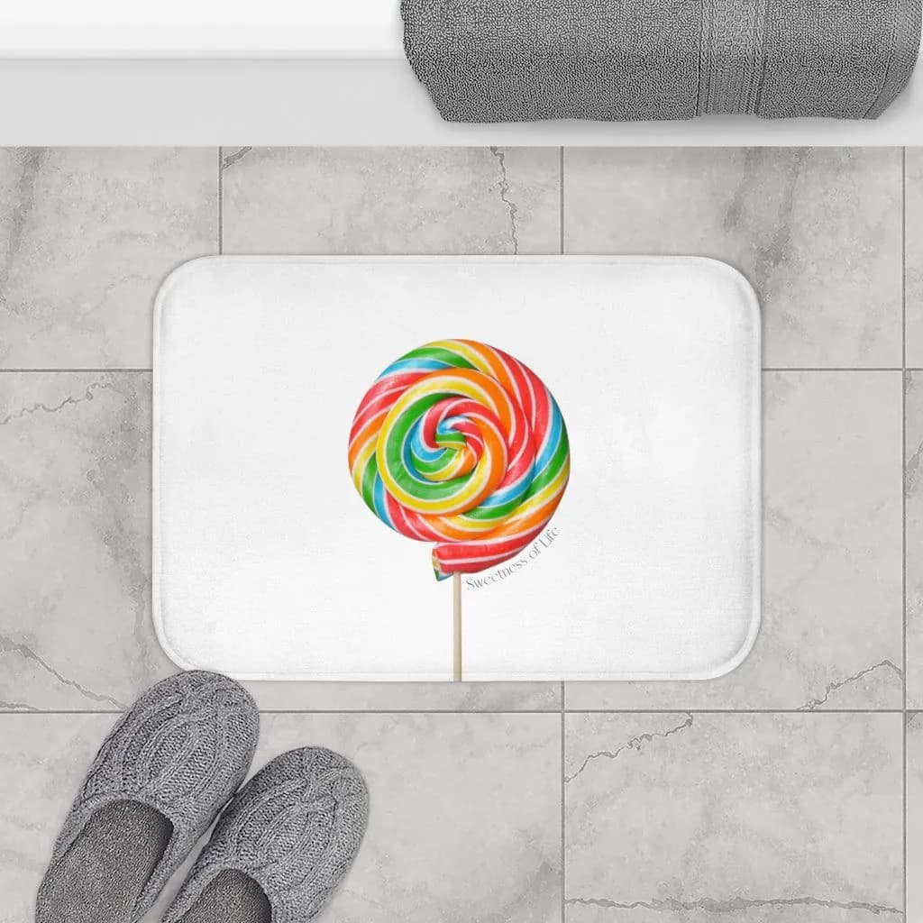 image-Lollipop Sweetness of Life in White Message Bath Mat