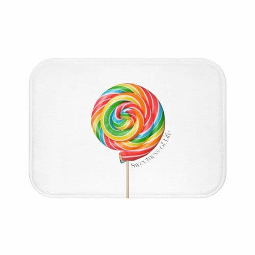 image-Lollipop Sweetness of Life in White Message Bath Mat