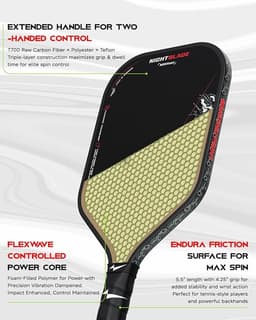 image-NightBlade Pickleball Paddle 16 mm High Performance Carbon Fiber Face