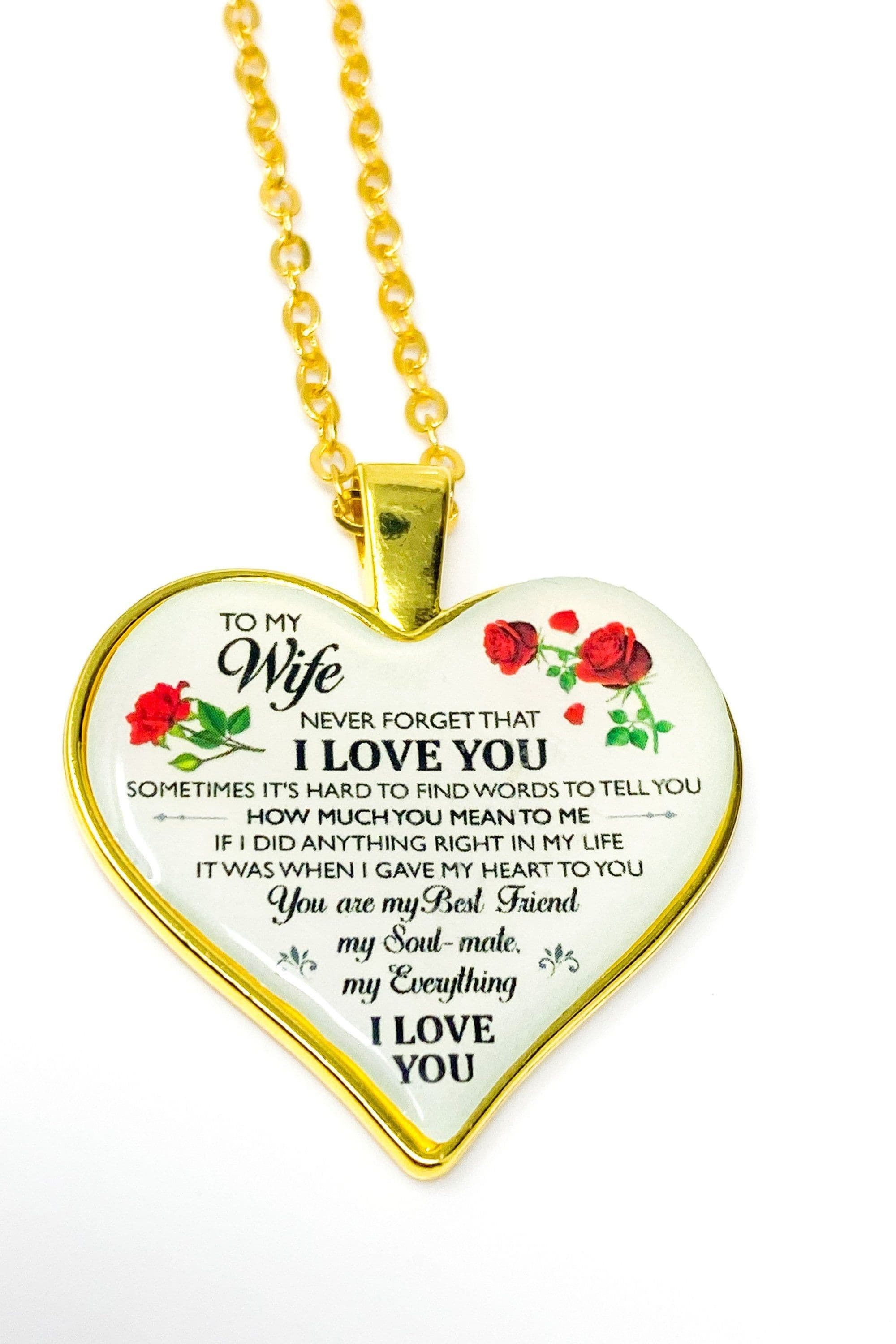 image-Necklace - To My Wife, I Love You Heart Keepsake