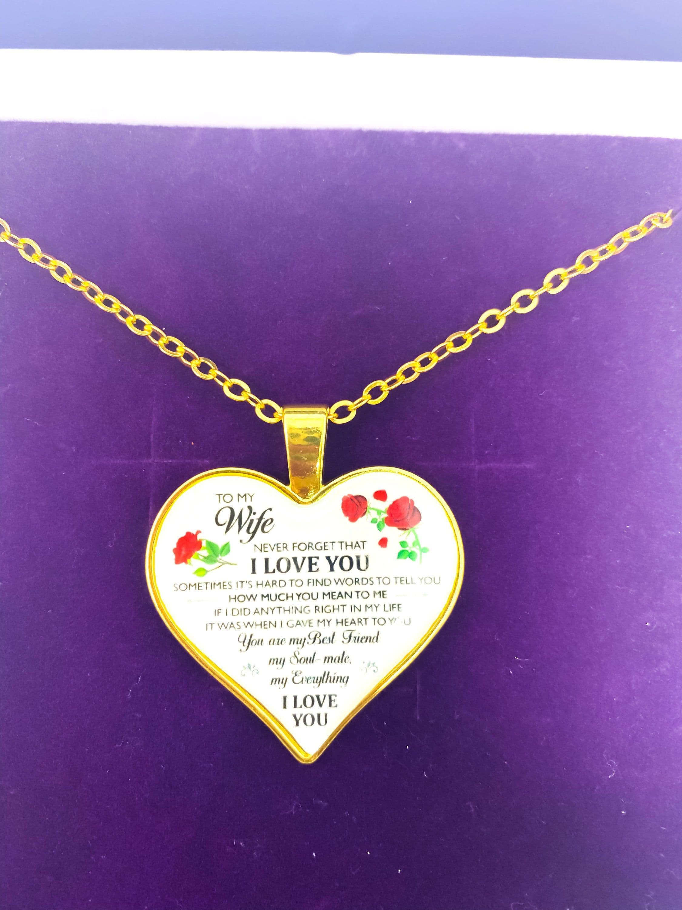 image-Necklace - To My Wife, I Love You Heart Keepsake