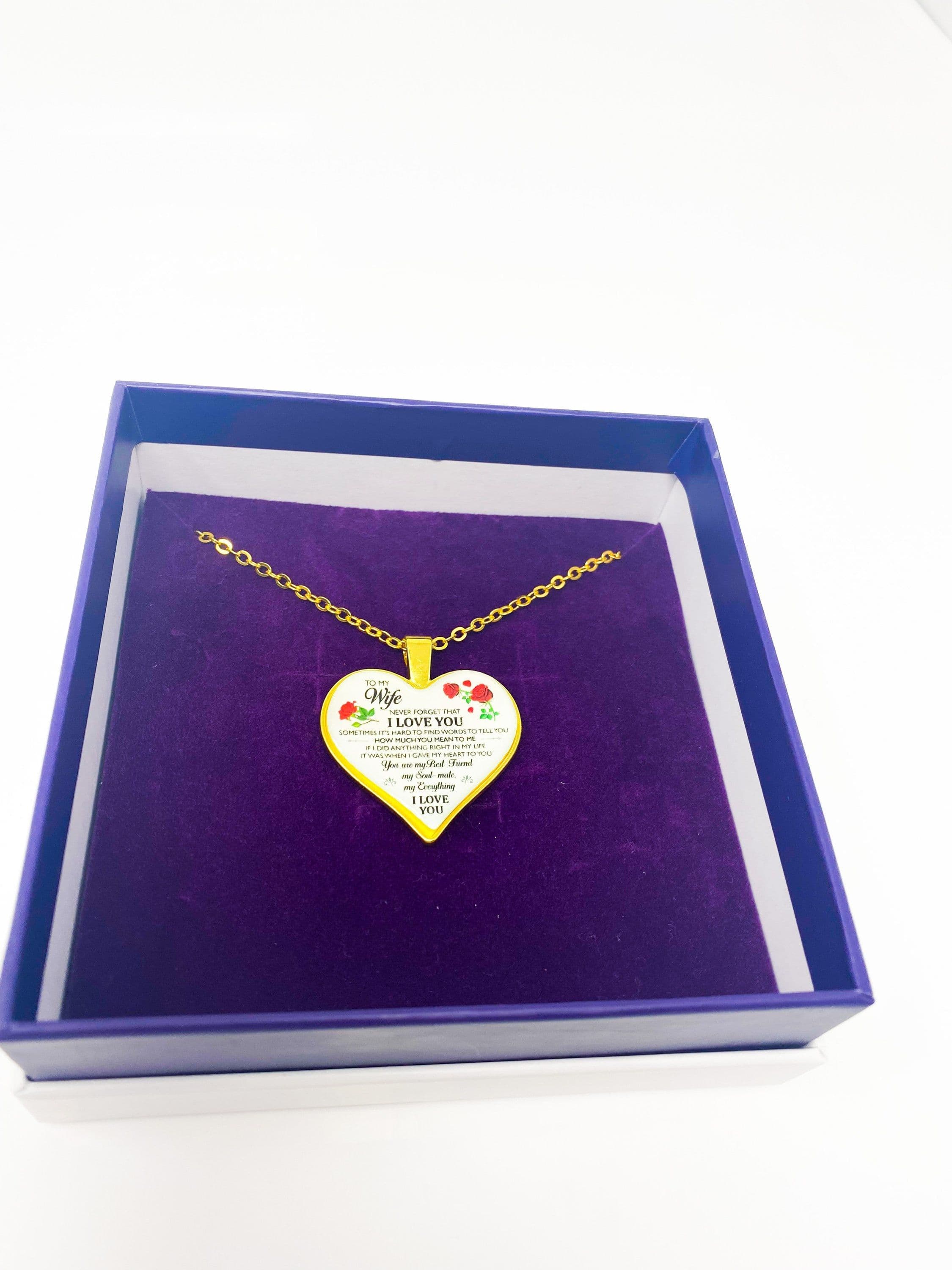 image-Necklace - To My Wife, I Love You Heart Keepsake