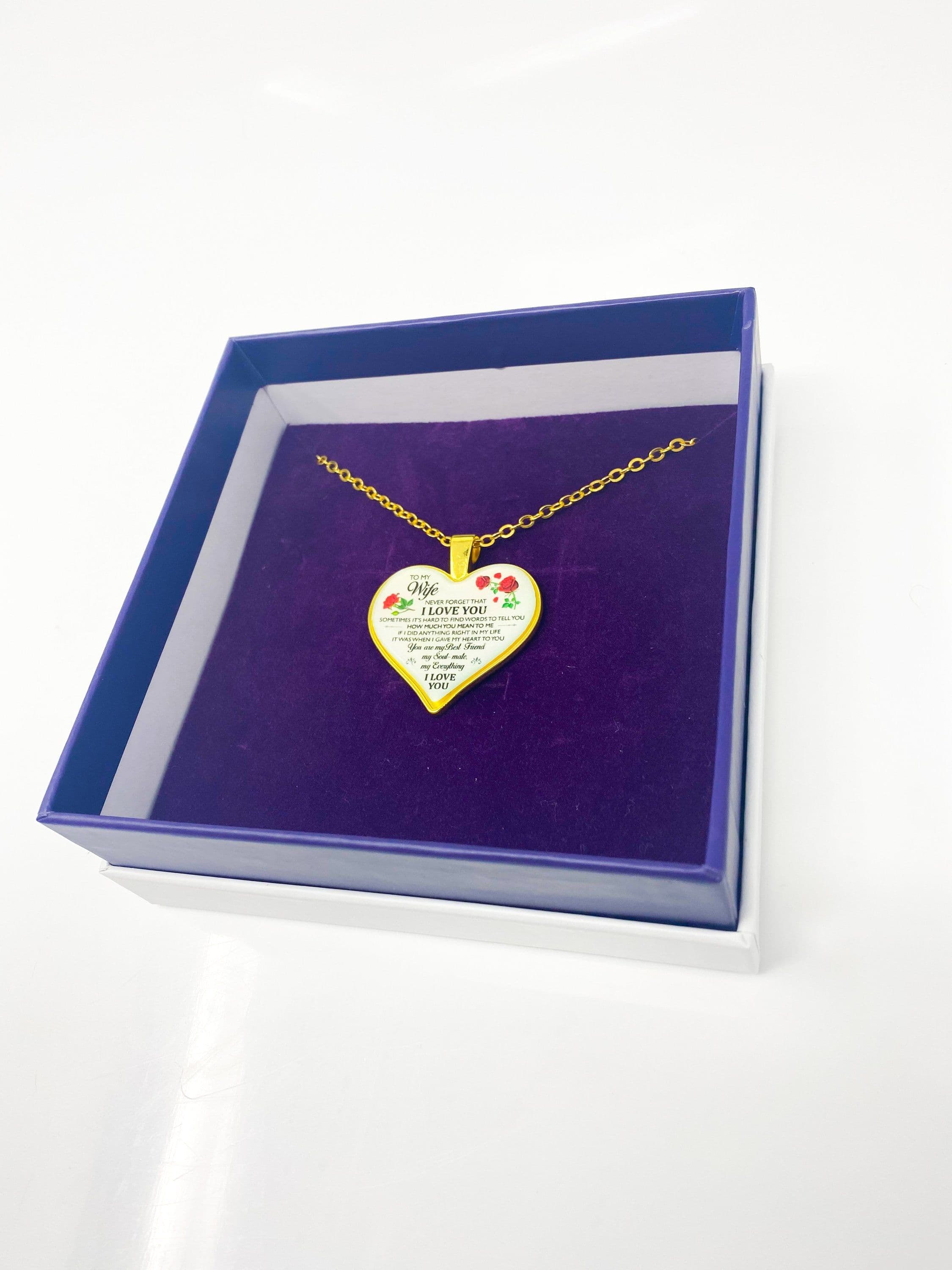 image-Necklace - To My Wife, I Love You Heart Keepsake
