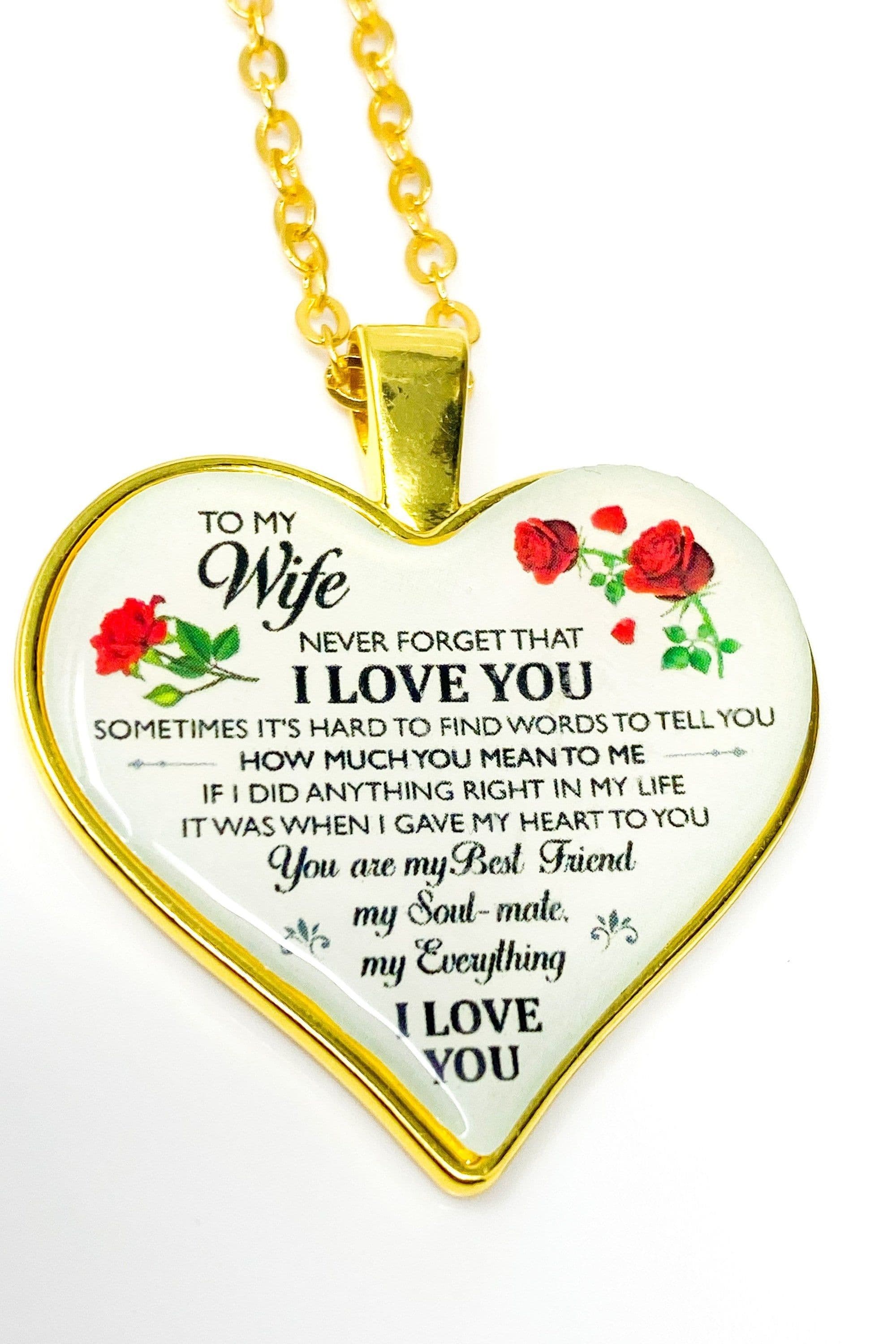image-Necklace - To My Wife, I Love You Heart Keepsake