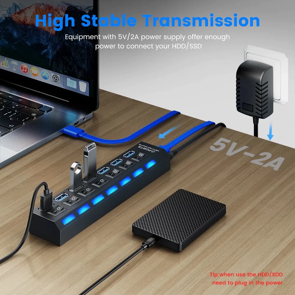 image-Hub USB Hub 3.0 Multi USB Splitter 4/7 Port Multiple Expander